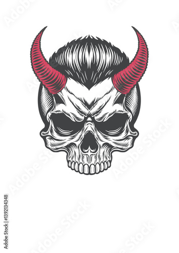 Horrible demon skull with cool hair 17