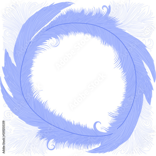 Elegant feathered corner frame with soft, flowing lines and delicate textures. Perfect for invitations, vintage designs, and artistic compositions. High-resolution and versatile.