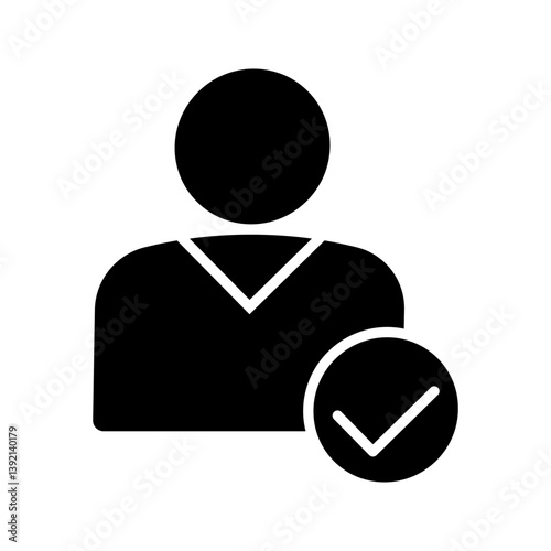 check user icon vector accept person profile avatar with checkmark yes tick symbol, checked user profile account approved icon
