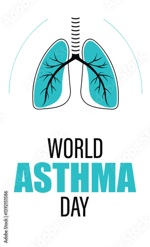World Asthma Day, banner and flyer awareness lung blue