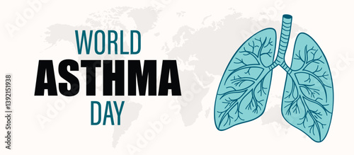 World Asthma Day, banner and flyer blue world awareness