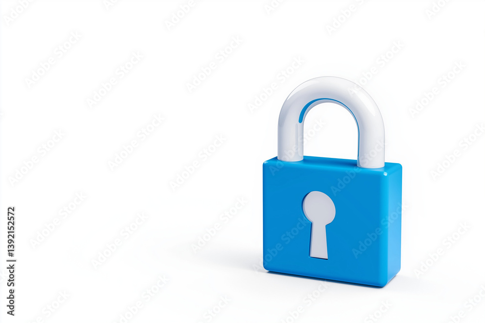 digital lock icon, cyber security symbol, holographic effect, metallic and blue, isolated on white background digital lock icon, cyber security symbol, holographic effect, metallic and blue, isolated on white background