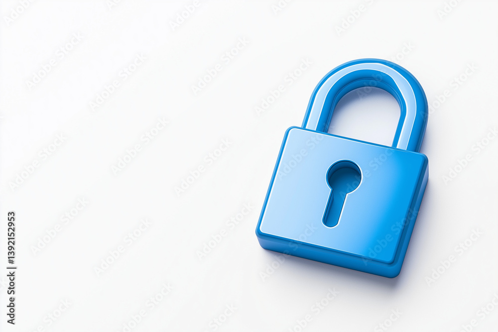 digital lock icon, cyber security symbol, holographic effect, metallic and blue, isolated on white background digital lock icon, cyber security symbol, holographic effect, metallic and blue, isolated on white background