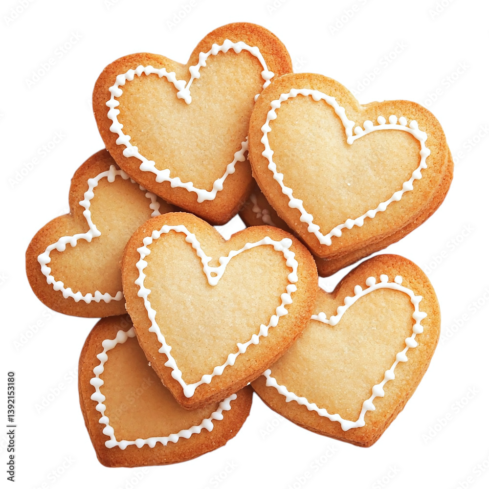 Heart-shaped cookies with decorative edges, isolated neatly. Heart-shaped cookies with decorative edges, isolated neatly.