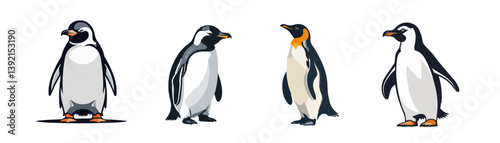 set vector of penguin 