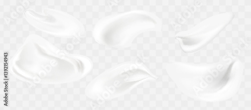 Cream smears on transparent background. Smears of cosmetic products for your creative design. Vector illustration. Eps 10