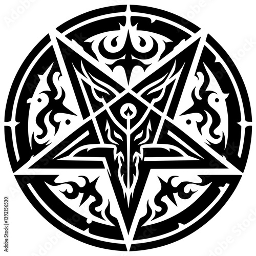 Satanic inverted star symbol silhouette