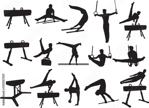 Male Gymnastics, Gymnast, Vaulting Horse, Gymnastics Silhouette