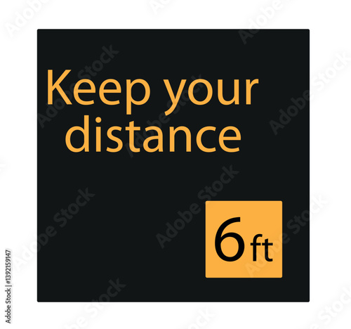  Keep your distance 6ft or 6 feet round social distancing floor marking adhesive badge vector icon