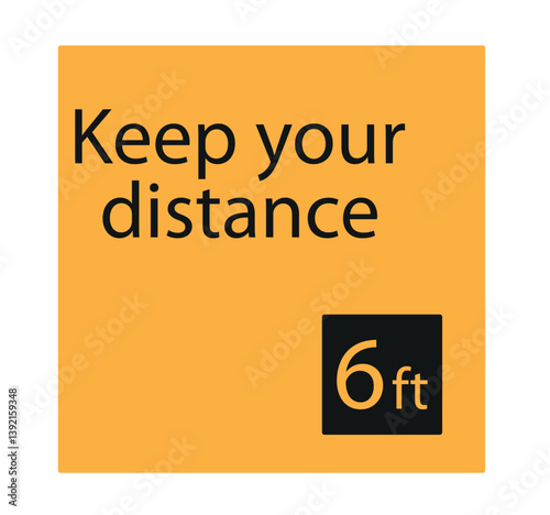  Keep your distance 6ft or 6 feet round social distancing floor marking adhesive badge vector icon