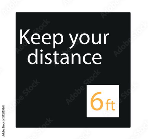  Keep your distance 6ft or 6 feet round social distancing floor marking adhesive badge vector icon