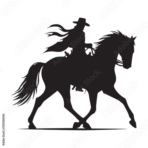 Focused Horse Rider silhouette, eyes locked on the next obstacle – Horse Rider illustration – Horse Rider vector – sportsmen silhouette


