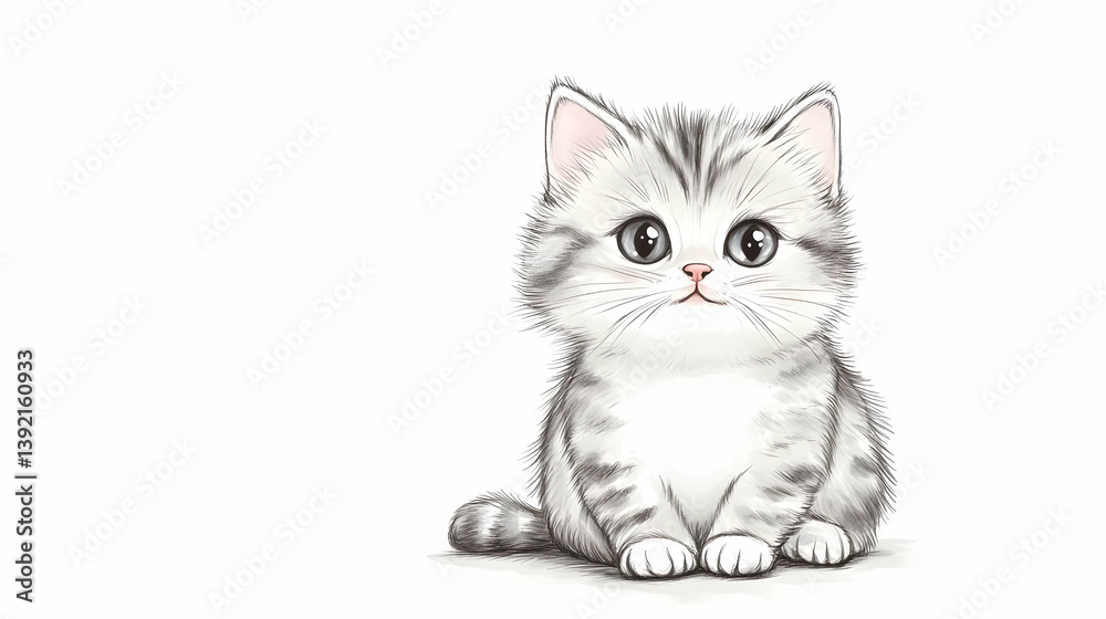 Fototapeta premium drawing cute cat illustration