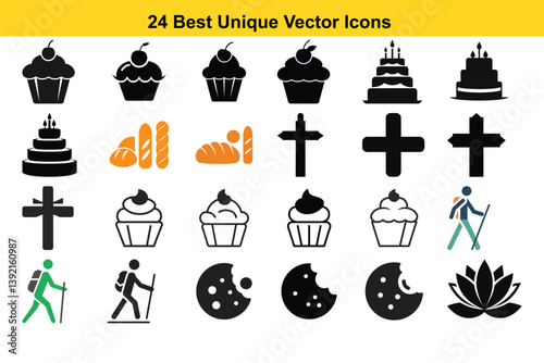 A set of vector icons depicts St Paul, showcasing a collection of symbols related to this theme