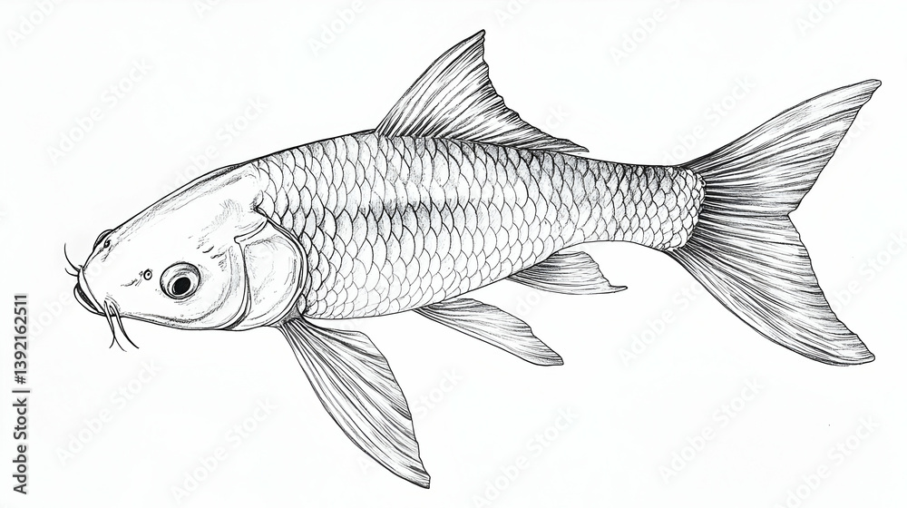Obraz premium koi fish drawing illustration
