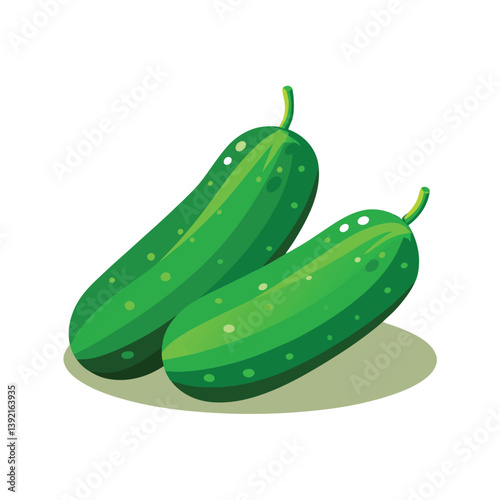  A fresh green cucumber vector art illustration 