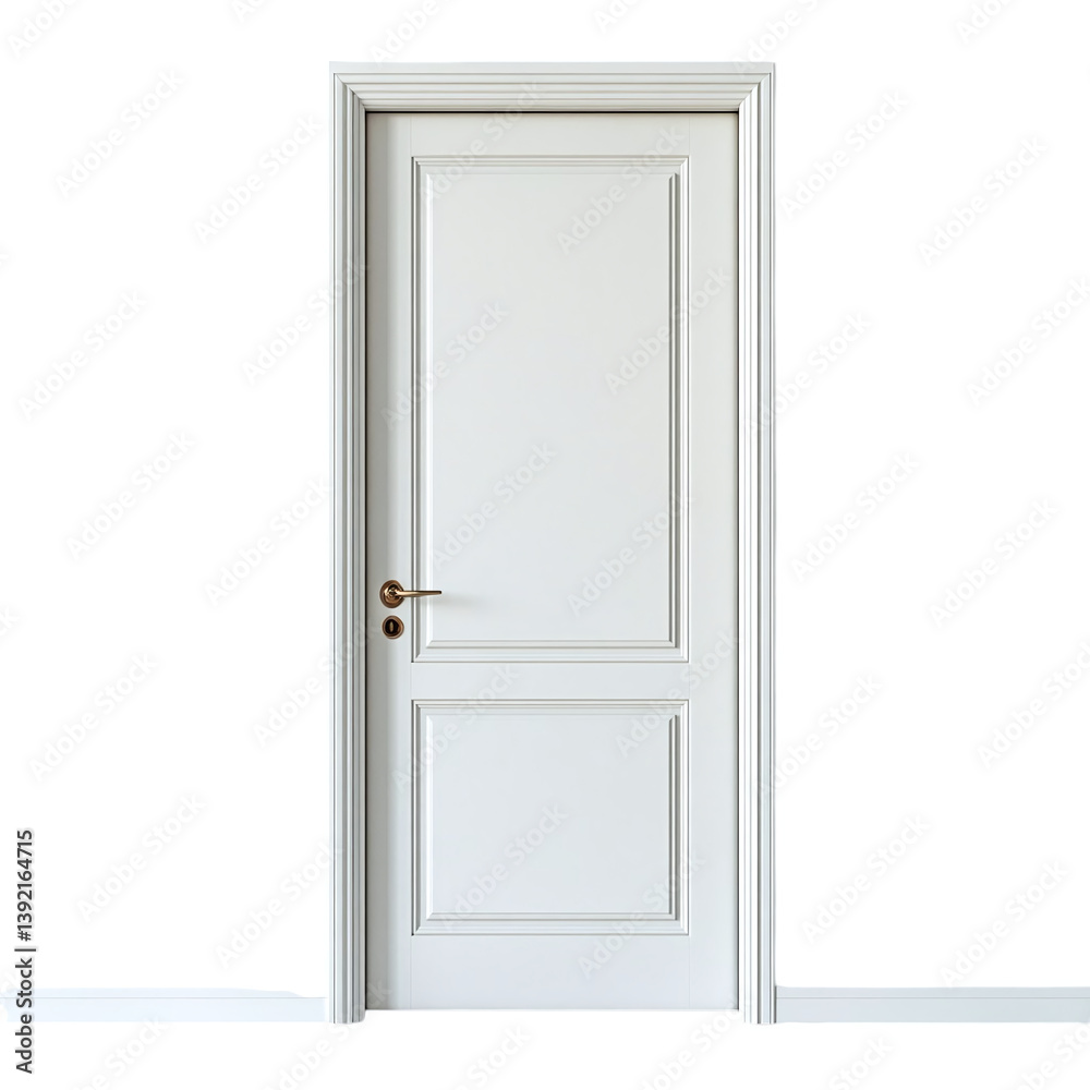Minimalist white door with handle, isolated cleanly. Minimalist white door with handle, isolated cleanly.