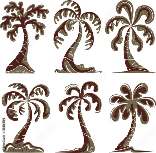 Hand-drawn Palm Tree Illustrations Vector Set
