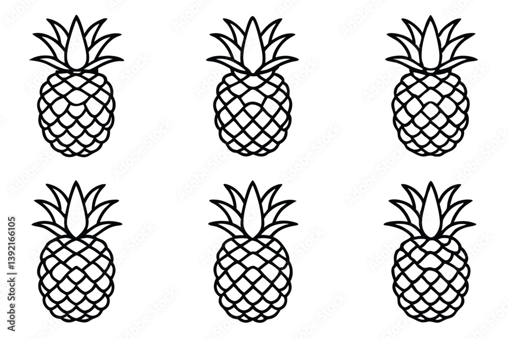 Fototapeta premium pineapple line art vintage botanical drawing with fine detail texture