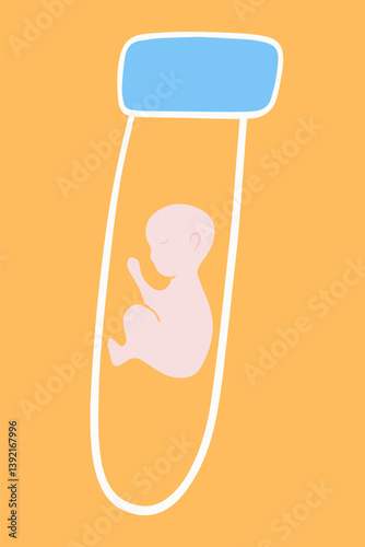 Vector isolated illustration of embryo in test tube. In vitro fertilization. Reproductive clinic. Artificial insemination.