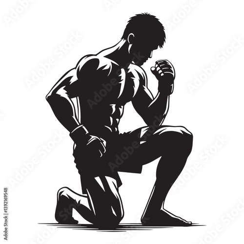 Fierce Fighter silhouette, reflecting adrenaline and power – Fighter illustration – Fighter vector – sportsmen silhouette

