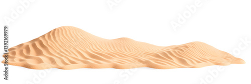 Sand dunes isolated on white background. Desert landscape with sand dunes