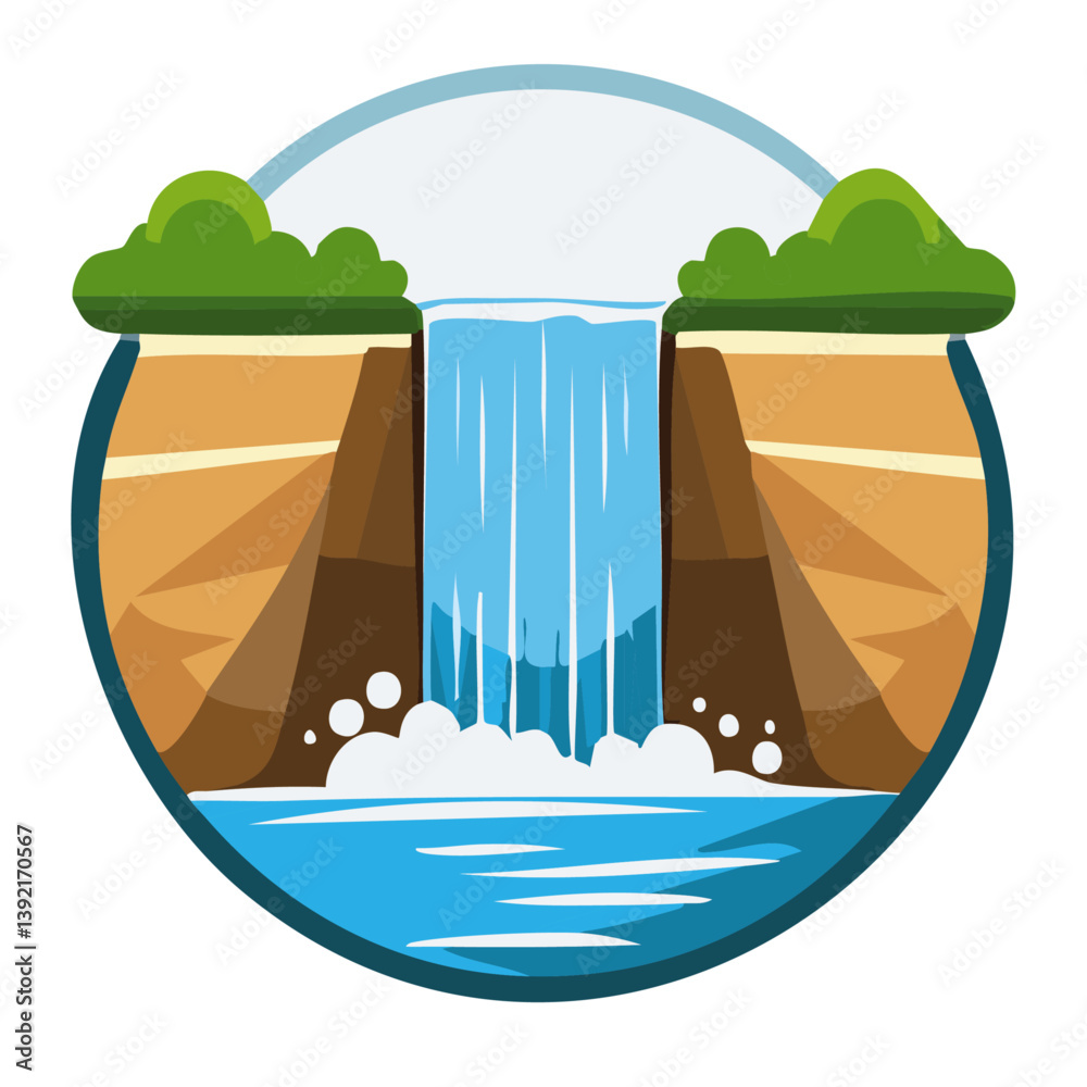 waterfall icon vector logo design