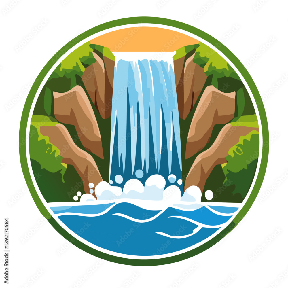 waterfall icon vector logo design