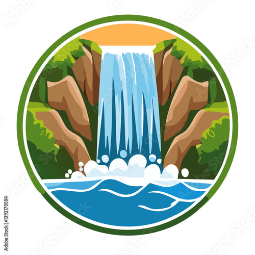 Obraz na płótnie waterfall icon vector logo design w salonie