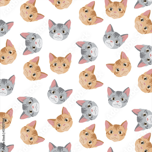 cat animals face all over illustrations print vector art