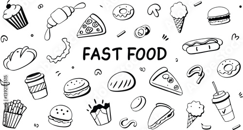 Fast Food Icons Burgers, Pizza, Donuts, and More