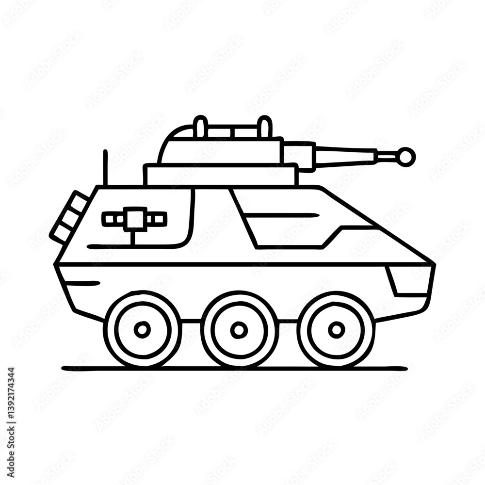 armored vehicle icon, armored vehicle line art - simple line art of armored vehicle, perfect for armored vehicle logos and icons