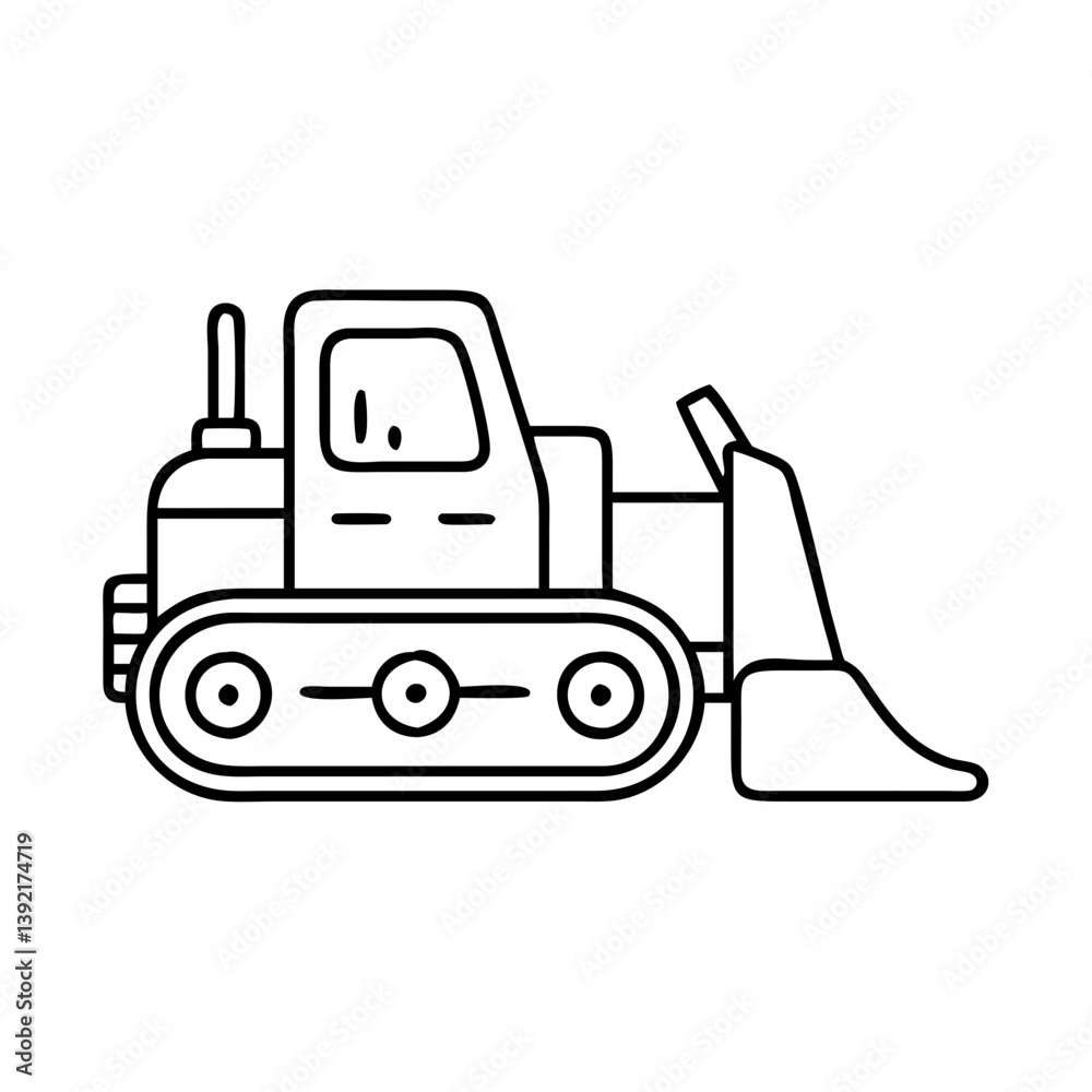Naklejka premium bulldozer icon, bulldozer line art - simple line art of bulldozer, perfect for bulldozer logos and icons