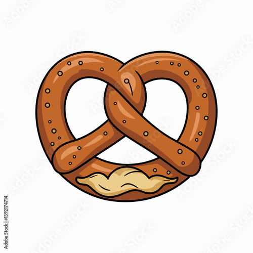 Soft Pretzel with Cheese – Ohio Snack Icon Illustration