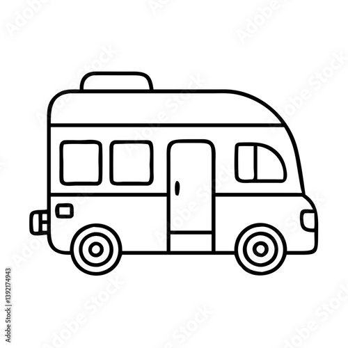 camper van icon, camper van line art - simple line art of camper van, perfect for camper van logos and icons