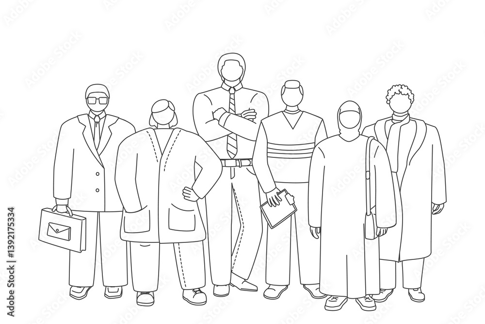 Group of business people to successful. Business team with determination and confidence. Flat style vector design black and white illustrations Group of business people to successful. Business team with determination and confidence. Flat style vector design black and white illustrations
