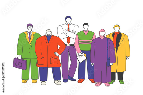 Group of business people to successful. Business team with determination and confidence. Flat style vector design colorful illustrations
