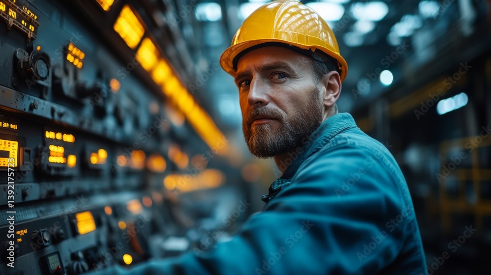 Worker in a hard hat operates control panels at a mining site, monitoring vital equipment and ensuring efficient extraction processes in a bustling industrial environment. Worker in a hard hat operates control panels at a mining site, monitoring vital equipment and ensuring efficient extraction processes in a bustling industrial environment.