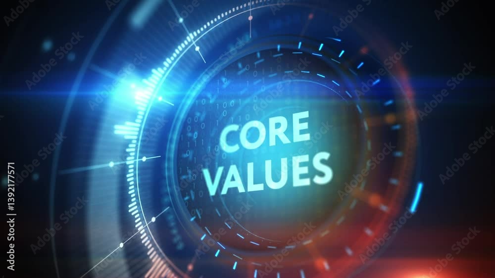 Business, Technology, Internet and network concept. Core values responsibility ethics goals company concept. 3d illustration