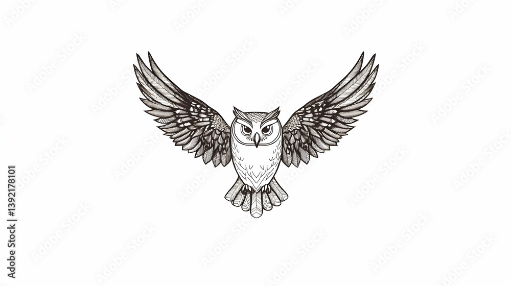 Naklejka premium drawing a simple owl illustration