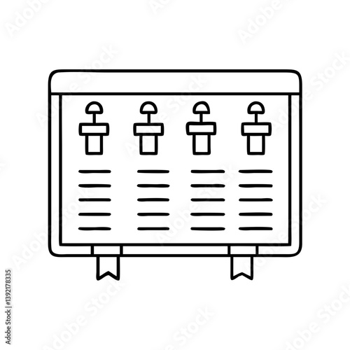 office bulletin board pins icon, office bulletin board pins line art - simple line art of office bulletin board pins, perfect for office bulletin board pins logos and icons