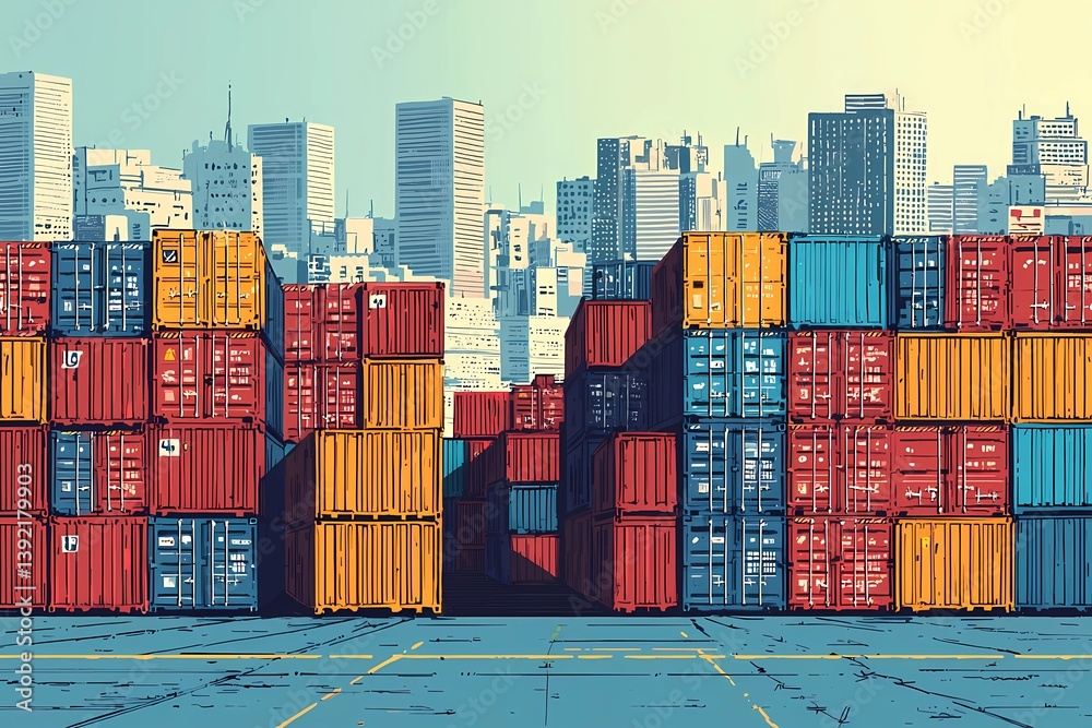 Trade war and falling markets, conceptual illustration,