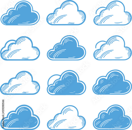 set of cloud icons