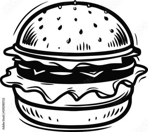 Delicious Classic Hamburger Bun Patty Cheese Lettuce Tasty