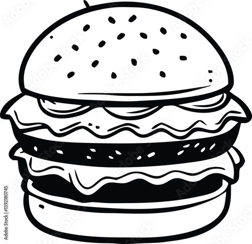 Delicious Double Burger Patty, Sesame Bun, Lettuce, Onion