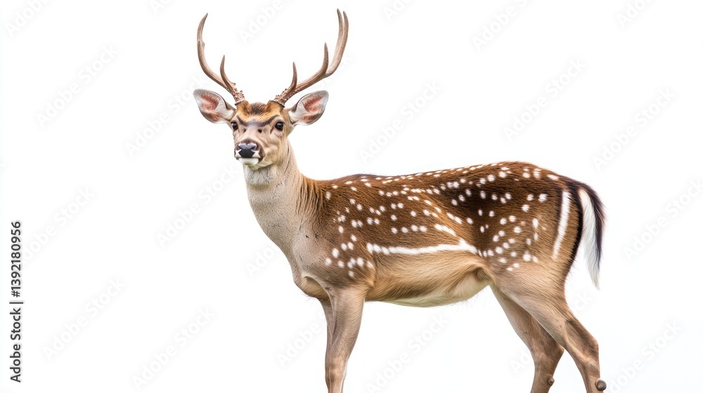 Spotted Deer Profile Against White Background. Possible Use Stock Photo Spotted Deer Profile Against White Background. Possible Use Stock Photo