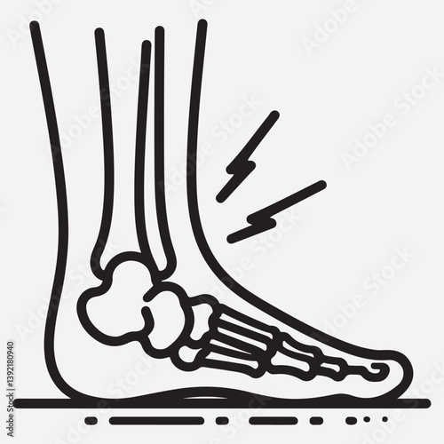 Shin hurts thin line icon, Body pain Vector graphics. stock illustration