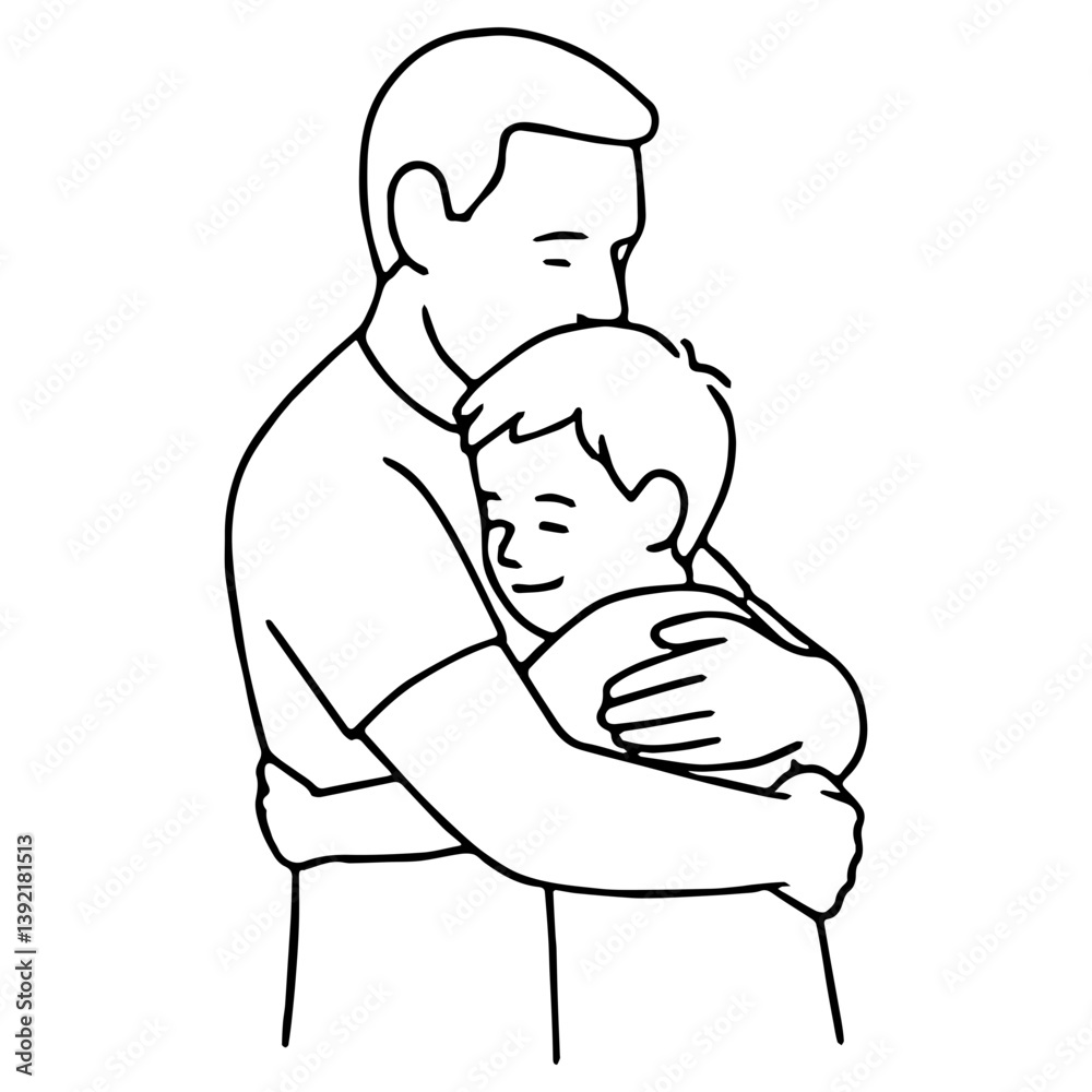 Father's Day Hug Outline - Loving Embrace Art