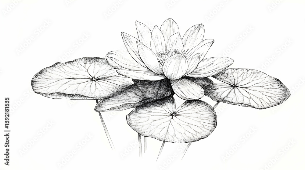 Fototapeta premium lily pad drawing illustration