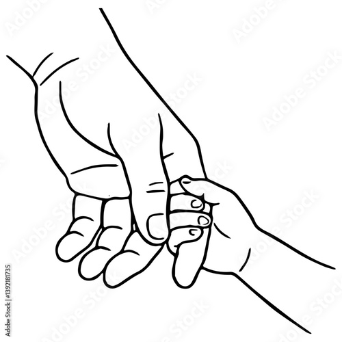 Father's Day Hand in Hand Outline - Minimalist Love Design